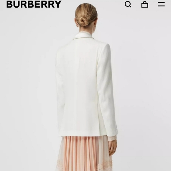 NWT$1,790 BURBERRY Caratown Wool Silk Trim Snap Tuxedo Blazer Jacket Sz 6 Medium - Picture 4 of 16